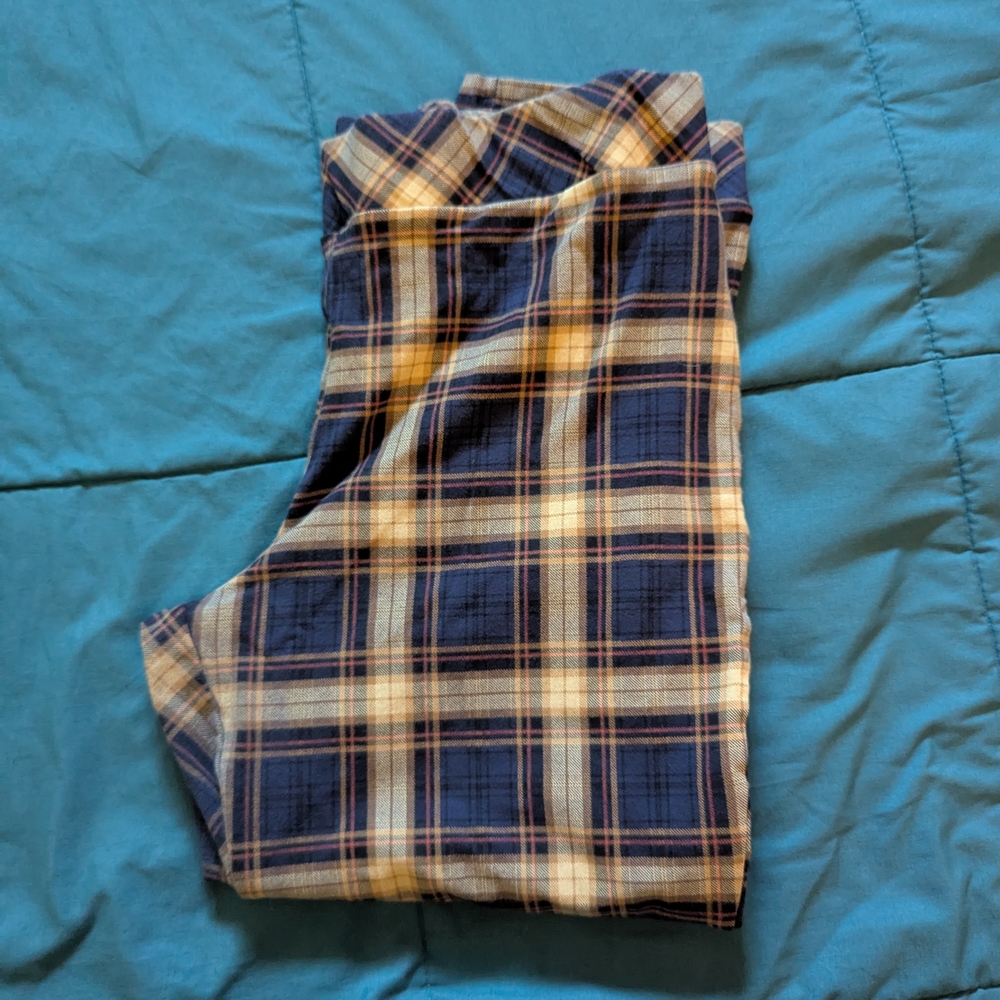 Torrid Blue and Tan Plaid Leggings